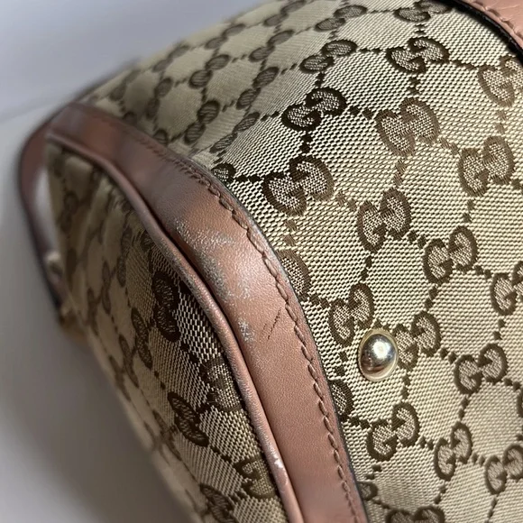 SOLD - Gucci Boston bag pink and burgundy stripe - Picture 15 of 16